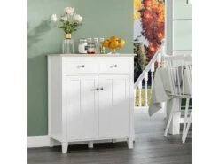 Buffet 2 Portes SONIA Coloris Bois Et Blanc -Deco.fr Soldes Boutique buffet 21987449