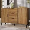 Buffet Avec 2 Portes + 3 Tiroirs + étagères Réglables - Naturel 12 Buffet Avec 2 Portes + 3 Tiroirs + étagères Réglables - Naturel -Deco.fr Soldes Boutique buffet 22040943
