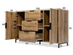 Buffet Avec 2 Portes + 3 Tiroirs + étagères Réglables - Naturel 14 Buffet Avec 2 Portes + 3 Tiroirs + étagères Réglables - Naturel -Deco.fr Soldes Boutique buffet 22040951