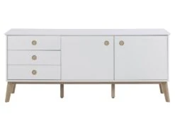 Buffet Carl 2 Portes, 3 Tiroirs Blancs, Chêne. -Deco.fr Soldes Boutique buffet 22047397