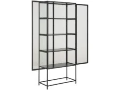Sea Vitrine A, 2 Portes Vitrées Et 4 Tablettes De Rangement, Noir. -Deco.fr Soldes Boutique buffet 22047499