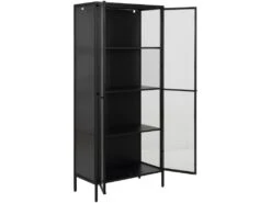 Newcastle Vitrine H180 Avec 2 Portes Vitrées, Noir. -Deco.fr Soldes Boutique buffet 22047513