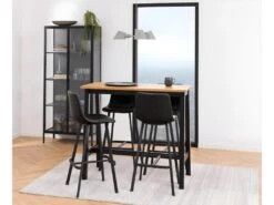 Newcastle Vitrine H180 Avec 2 Portes Vitrées, Noir. -Deco.fr Soldes Boutique buffet 22047521