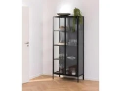 Newcastle Vitrine H180 Avec 2 Portes Vitrées, Noir. -Deco.fr Soldes Boutique buffet 22047523