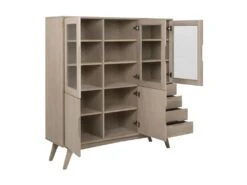 Martha Vitrine Avec 3 Portes Vitrées, 2 Portes En Bois Et 4 Tiroirs, Chêne. -Deco.fr Soldes Boutique buffet 22047529