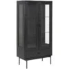 Angus Vitrine Avec 2 Portes Vitrées Et 1 Tiroir, Noir. -Deco.fr Soldes Boutique buffet 22047565