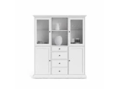 Venedig Armoire Vitrine, Largeur 143 Cm, Hauteur 169 Cm, Blanc.