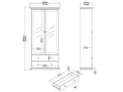 Venedig Vitrine 2 Portes Vitrées Et 2 Tiroirs, Gris Mat. -Deco.fr Soldes Boutique buffet 22086985