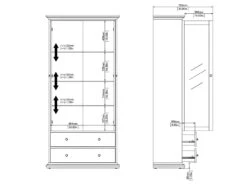Venedig Vitrine 2 Portes Vitrées Et 2 Tiroirs, Gris Mat. -Deco.fr Soldes Boutique buffet 22086987