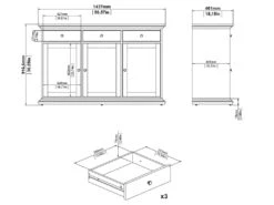 Venedig Buffet 3 Portes Et 3 Tiroirs, Gris Mat. -Deco.fr Soldes Boutique buffet 22087187