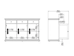 Venedig Buffet 3 Portes Et 3 Tiroirs, Gris Mat. -Deco.fr Soldes Boutique buffet 22087189