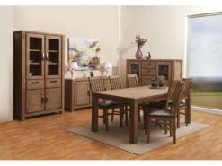 Alana Vitrine Avec 4 Portes Et 2 Tiroirs, En Bois D'acacia Teinté Brun. -Deco.fr Soldes Boutique buffet 22149729