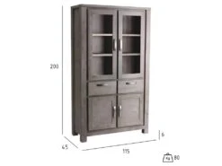 Alana Vitrine Avec 4 Portes Et 2 Tiroirs, En Bois D'acacia Teinté Brun. -Deco.fr Soldes Boutique buffet 22149731