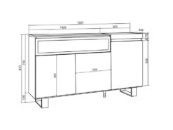 Buffet Salon Et Cuisine, 150x87x35cm, 3 Portes, Cheminée électrique, Design Industriel, Ciment -Deco.fr Soldes Boutique buffet 22217825