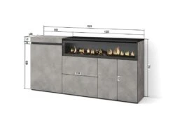 Buffet Salon Et Cuisine, 150x75x35cm, 3 Portes, Cheminée électrique, Ciment 12 Buffet Salon Et Cuisine, 150x75x35cm, 3 Portes, Cheminée électrique, Ciment -Deco.fr Soldes Boutique buffet 22218037