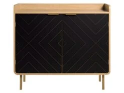 LINE Buffet - Papier Imitation Bois Et Imprimé - 2 Portes - L 90 X P 40 X H 80 Cm -Deco.fr Soldes Boutique buffet 22415859