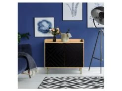 LINE Buffet - Papier Imitation Bois Et Imprimé - 2 Portes - L 90 X P 40 X H 80 Cm -Deco.fr Soldes Boutique buffet 22415861