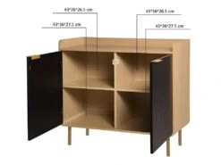 LINE Buffet - Papier Imitation Bois Et Imprimé - 2 Portes - L 90 X P 40 X H 80 Cm -Deco.fr Soldes Boutique buffet 22415863