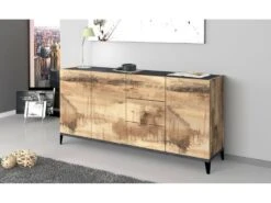 Placard Dlong, Buffet De Cuisine Avec 3 Portes Et 3 Tiroirs, Buffet De Salon, 100% Made In Italy, Cm 160x40h82, Ardoise Et Érable 6 Placard Dlong, Buffet De Cuisine Avec 3 Portes Et 3 Tiroirs, Buffet De Salon, 100% Made In Italy, Cm 160x40h82, Ardoise Et Érable -Deco.fr Soldes Boutique buffet 22846541