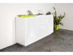 Placard Dmorac, Buffet De Cuisine Avec 2 Portes Et 3 Tiroirs, Buffet De Salon, 100% Made In Italy, Cm 160x41h86, Blanc Brillant 6 Placard Dmorac, Buffet De Cuisine Avec 2 Portes Et 3 Tiroirs, Buffet De Salon, 100% Made In Italy, Cm 160x41h86, Blanc Brillant -Deco.fr Soldes Boutique buffet 22846665
