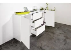 Placard Dmorac, Buffet De Cuisine Avec 2 Portes Et 3 Tiroirs, Buffet De Salon, 100% Made In Italy, Cm 160x41h86, Blanc Brillant 7 Placard Dmorac, Buffet De Cuisine Avec 2 Portes Et 3 Tiroirs, Buffet De Salon, 100% Made In Italy, Cm 160x41h86, Blanc Brillant -Deco.fr Soldes Boutique buffet 22846667