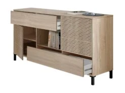Buffet Haut Dndo, Buffet Moderne à 2 Portes, Buffet Du Salon, Meuble TV, Buffet Avec Pieds Pour Salon, 151x41h80 Cm, Chêne -Deco.fr Soldes Boutique buffet 22847363