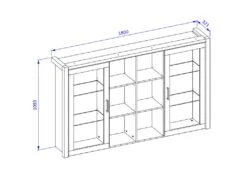Huche Avec éclairage LED Collection BOWIE. 2 Portes Et 6 Niches Centrales. Couleur Chêne Et Noir. -Deco.fr Soldes Boutique buffet 22859563