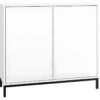 Buffet Blanc 2 Portes 4 Niches Pieds Métal Noirs Square -Deco.fr Soldes Boutique buffet 22969947