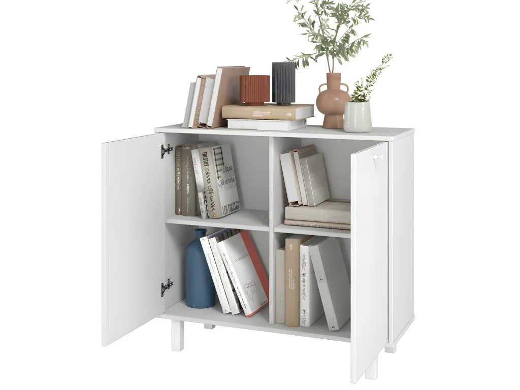 Buffet Armoirette 2 Portes 4 Niches Blanc L 90 Cm 2 Buffet Armoirette 2 Portes 4 Niches Blanc L 90 Cm – Image 2