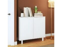 Buffet Armoirette 2 Portes 4 Niches Blanc L 90 Cm 7 Buffet Armoirette 2 Portes 4 Niches Blanc L 90 Cm -Deco.fr Soldes Boutique buffet 22970259