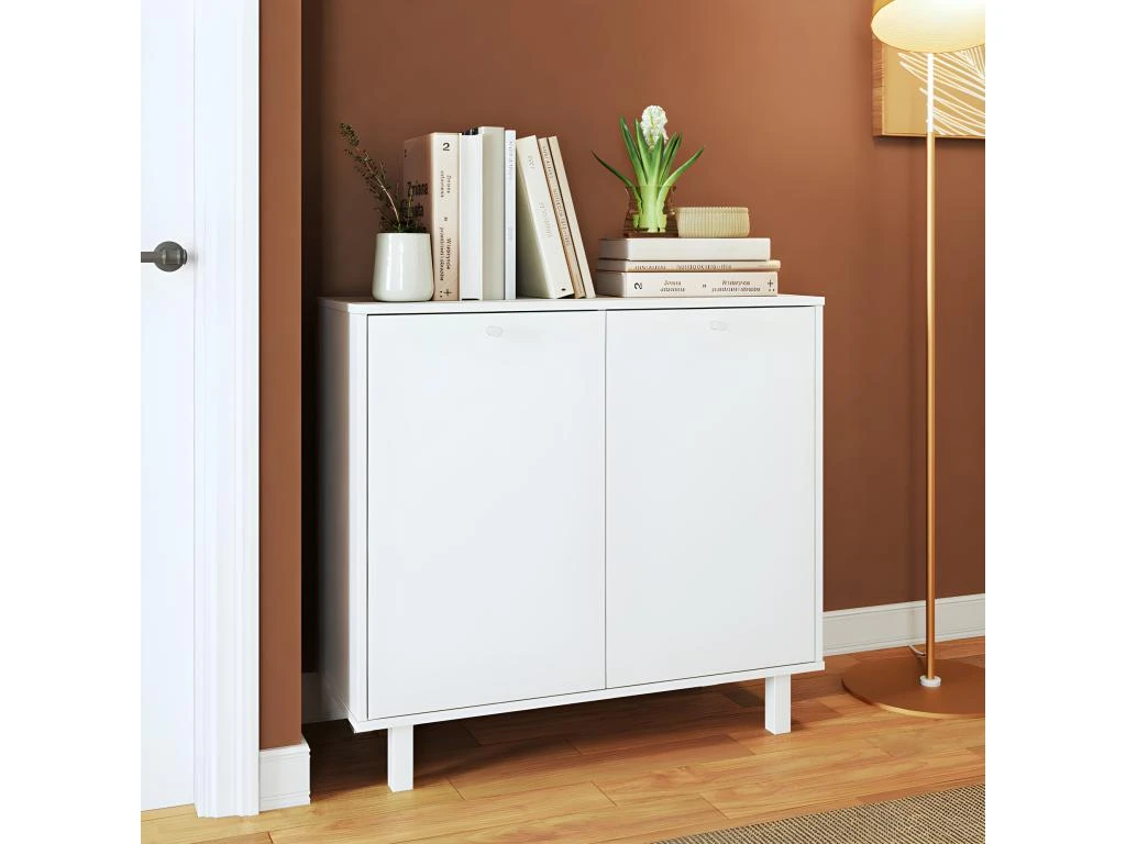 Buffet Armoirette 2 Portes 4 Niches Blanc L 90 Cm 3 Buffet Armoirette 2 Portes 4 Niches Blanc L 90 Cm – Image 3