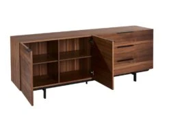 Buffet TAYRON 200cm - 2 Portes & 3 Tiroirs - MDF & Pieds Métal - Coloris Noyer -Deco.fr Soldes Boutique buffet 270407