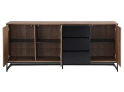 Buffet 3 Portes Et 3 Tiroirs - MDF - Naturel Et Noir - CARATANA -Deco.fr Soldes Boutique buffet 2781971