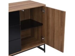 Buffet 3 Portes Et 3 Tiroirs - MDF - Naturel Et Noir - CARATANA -Deco.fr Soldes Boutique buffet 2782021