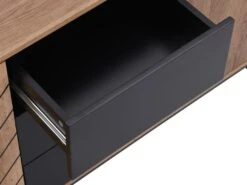 Buffet 3 Portes Et 3 Tiroirs - MDF - Naturel Et Noir - CARATANA -Deco.fr Soldes Boutique buffet 2782049