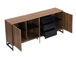 Buffet 3 Portes Et 3 Tiroirs - MDF - Naturel Et Noir - CARATANA -Deco.fr Soldes Boutique buffet 2782057