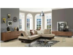 Buffet TAYRON 200cm - 2 Portes & 3 Tiroirs - MDF & Pieds Métal - Coloris Noyer -Deco.fr Soldes Boutique buffet 300753