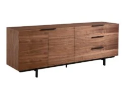 Buffet TAYRON 200cm - 2 Portes & 3 Tiroirs - MDF & Pieds Métal - Coloris Noyer -Deco.fr Soldes Boutique buffet 329497