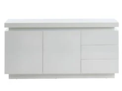 Buffet EMERSON II - LEDs - 2 Portes & 3 Tiroirs - MDF Laqué Blanc -Deco.fr Soldes Boutique buffet 379919