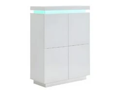 Buffet Haut EMERSON II - 4 Portes - MDF Laqué Blanc - LEDs -Deco.fr Soldes Boutique buffet 380303