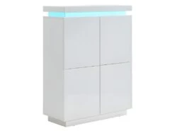 Buffet Haut EMERSON II - 4 Portes - MDF Laqué Blanc - LEDs -Deco.fr Soldes Boutique buffet 380305
