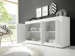 Buffet COMETE - 3 Portes - Blanc Laqué -Deco.fr Soldes Boutique buffet 381523