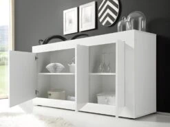 Buffet COMETE - 3 Portes - Blanc Laqué -Deco.fr Soldes Boutique buffet 381525