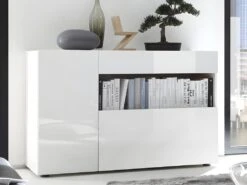 Buffet ALTAIR - 2 Portes & 1 Tiroir - Coloris : Blanc Laqué 10 Buffet ALTAIR - 2 Portes & 1 Tiroir - Coloris : Blanc Laqué -Deco.fr Soldes Boutique buffet 381825