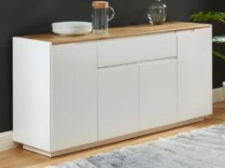 Buffet AMANI - 4 Portes & 1 Tiroir - MDF - Coloris: Blanc Laqué Et Chêne 8 Buffet AMANI - 4 Portes & 1 Tiroir - MDF - Coloris: Blanc Laqué Et Chêne -Deco.fr Soldes Boutique buffet 385175