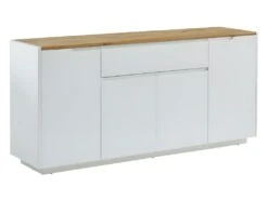 Buffet AMANI - 4 Portes & 1 Tiroir - MDF - Coloris: Blanc Laqué Et Chêne 9 Buffet AMANI - 4 Portes & 1 Tiroir - MDF - Coloris: Blanc Laqué Et Chêne -Deco.fr Soldes Boutique buffet 385183