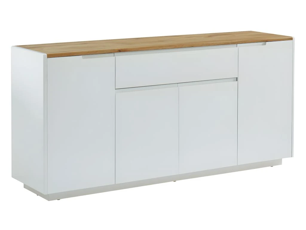 Buffet AMANI - 4 Portes & 1 Tiroir - MDF - Coloris: Blanc Laqué Et Chêne 3 Buffet AMANI - 4 Portes & 1 Tiroir - MDF - Coloris: Blanc Laqué Et Chêne – Image 3