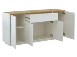 Buffet AMANI - 4 Portes & 1 Tiroir - MDF - Coloris: Blanc Laqué Et Chêne 11 Buffet AMANI - 4 Portes & 1 Tiroir - MDF - Coloris: Blanc Laqué Et Chêne -Deco.fr Soldes Boutique buffet 385185