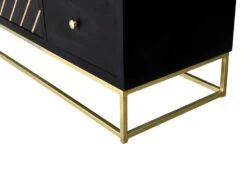 Buffet Art Déco PRISMIN - 3 Tiroirs & 2 Portes - Bois De Manguier Et Métal - Noir Et Doré -Deco.fr Soldes Boutique buffet 387479