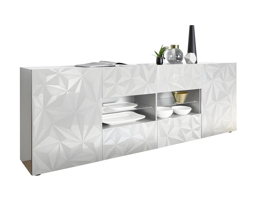 Buffet ERIS - 2 Portes & 4 Tiroirs - Blanc Laqué 5 Buffet ERIS - 2 Portes & 4 Tiroirs - Blanc Laqué – Image 5